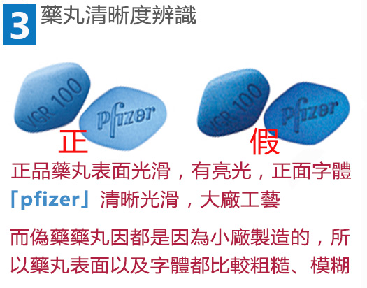 威而鋼藥丸清洗度辨識：正品藥丸光滑清洗，偽藥則粗糙、模糊